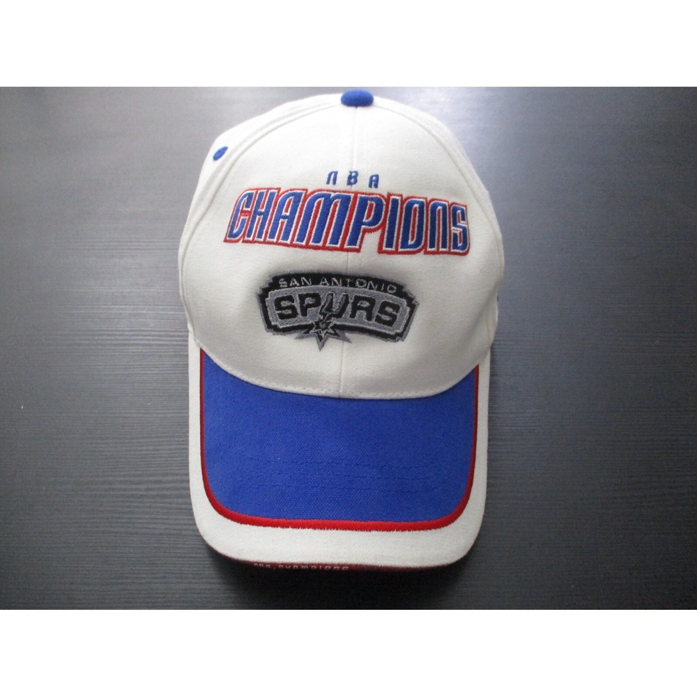 Vintage San Antonio Spurs Hat Cap Mens Strap Back White Blue Reebok Y2K Logo NBA
